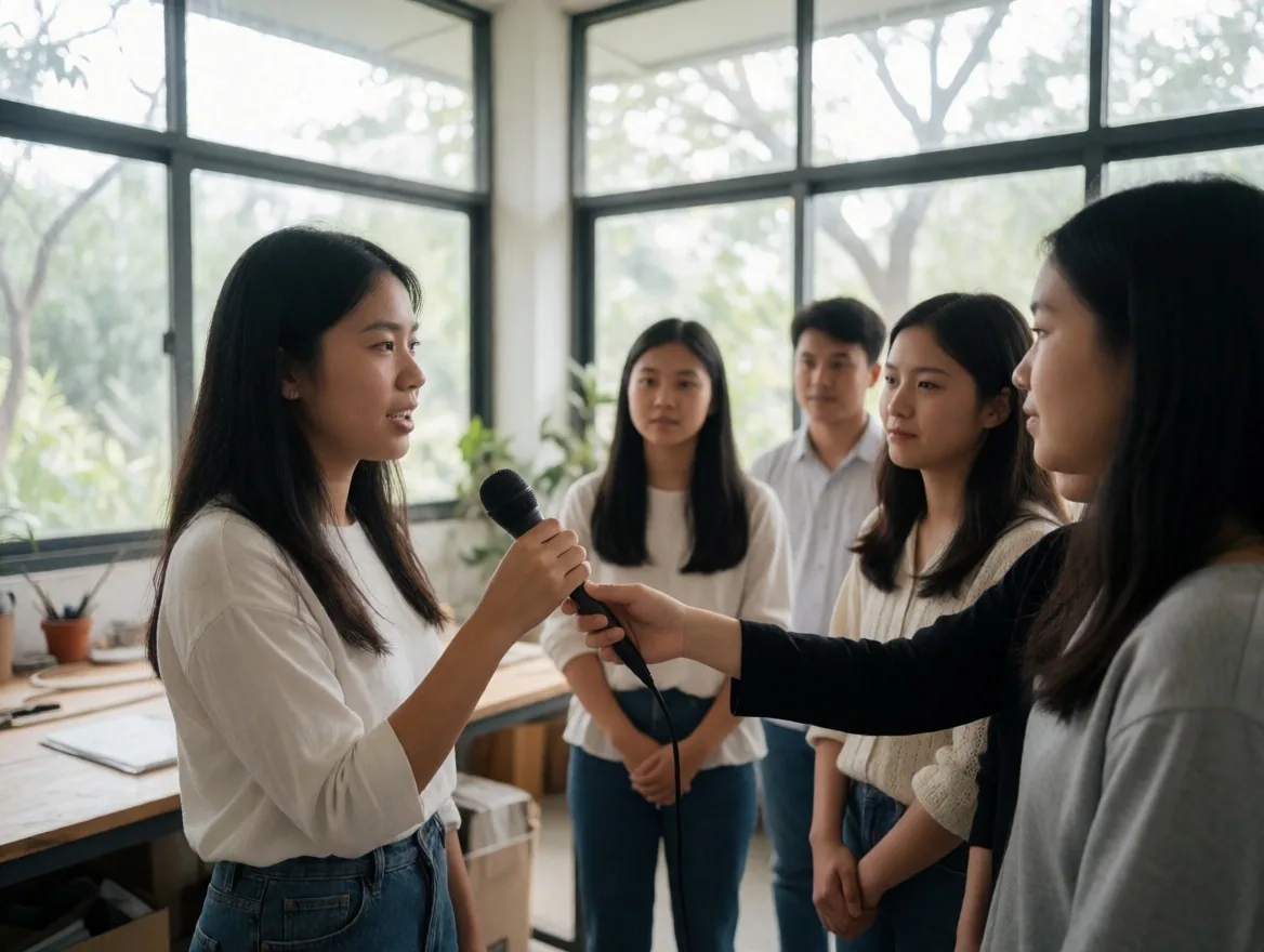 Peserta pelatihan media dalam sesi workshop di ruang kelas akademi